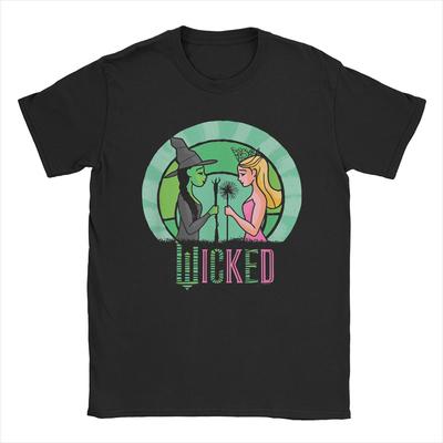 Wicked Glinda & Elphaba Sketched T Shirts Men 100% Cotton Cool T-Shirt Round Collar Movie Tee Short Sleeve Clothing Plus Size