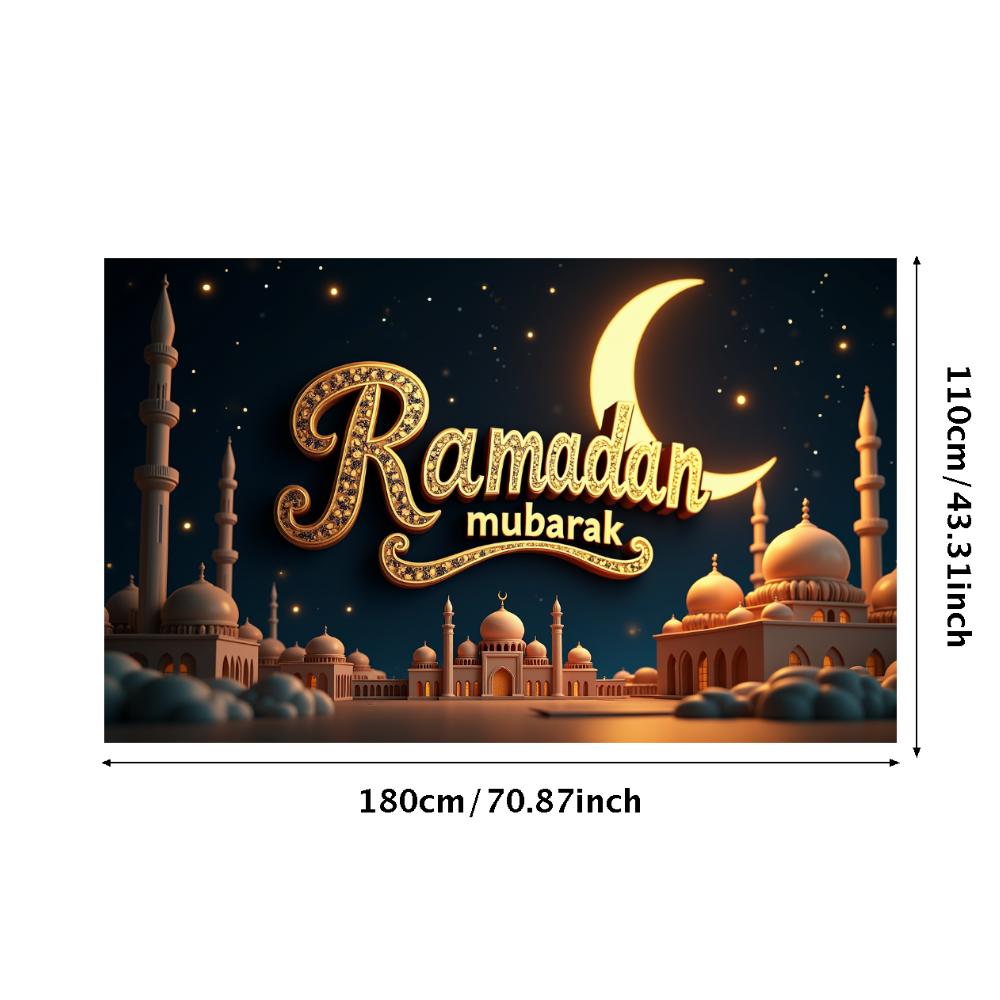 Mosque Backdrop Black And Gold Mubarak Banner Ramadan Banner Themed Ramadan Mubarak Decorations For Event Decor Photography Prop