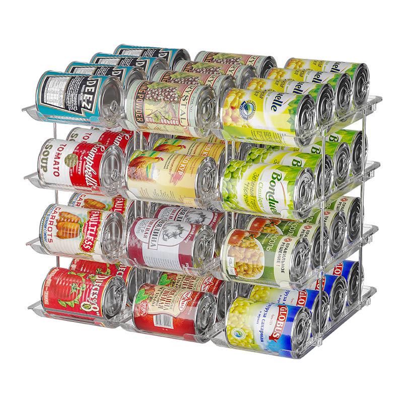 Stackable Multi-layer Transparent Storage Rack for Canned Food and Beverages