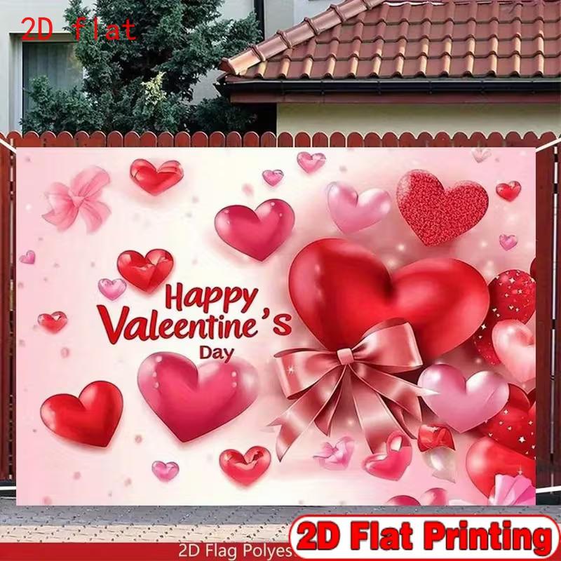 Sweet Pink 2D Backdrop, Romantic Hearts & Bows Photo Background 47.2x31.5inch/120*80cm