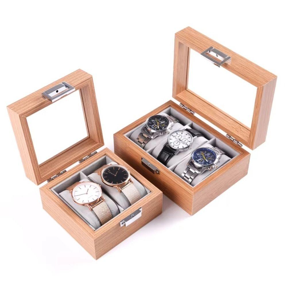 Transparent Lid Watch Storage Case 3/6grids Wooden Watch Box Watch Storage Box  Jewelry Display Box