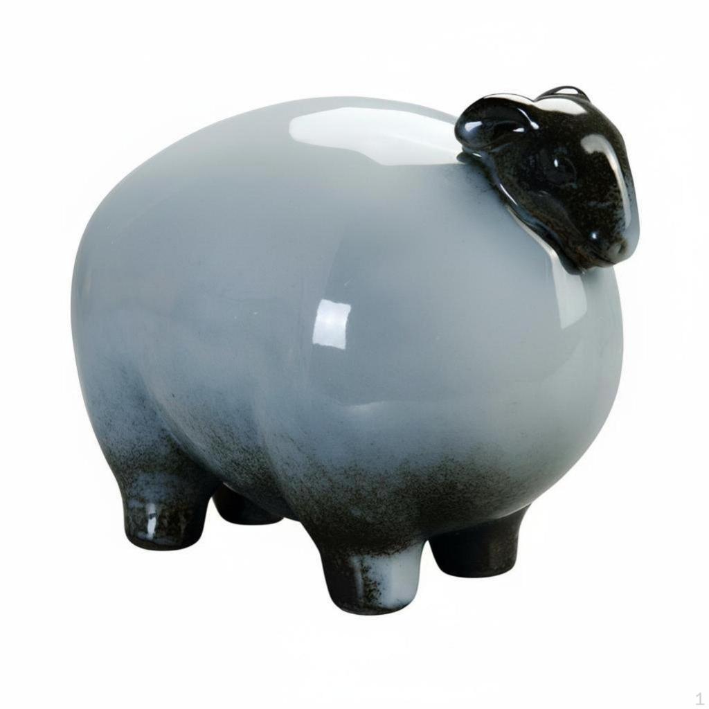 Ceramic Sheep Figurine, Zodiac Decor, Modern Minimalist Accent for Living Room, Office, Entryway