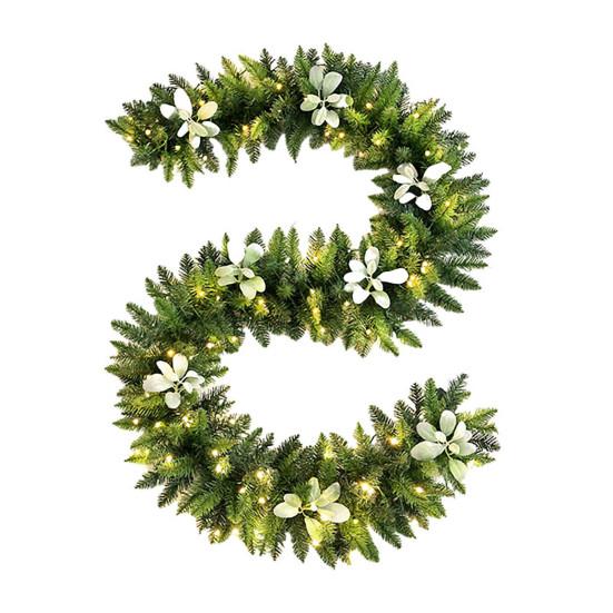 Guirlande de cèdre de Noël de 9 pieds Guirlande de cèdre artificielle réaliste Guirlande d'aiguilles de pin artificielles pliables