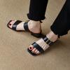 2024 New Women Sandals Genuine Leather Slippers Fashion Concise Comfortable Casual High Heels Spring Summer Shoes Woman Slippers