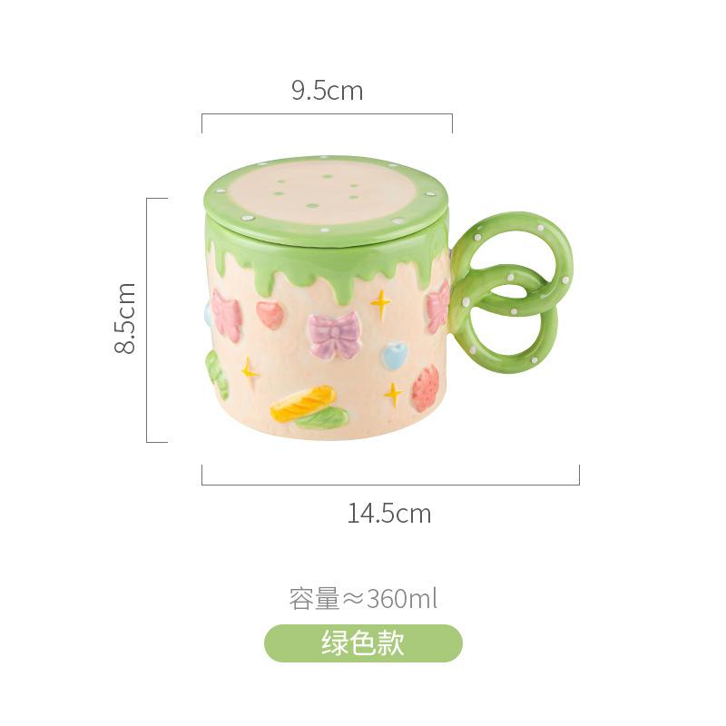 Handmade Sweetheart Cake Cup High Value Water Cup Afternoon Tea Ceramic Cup 3D Three-Dimensional