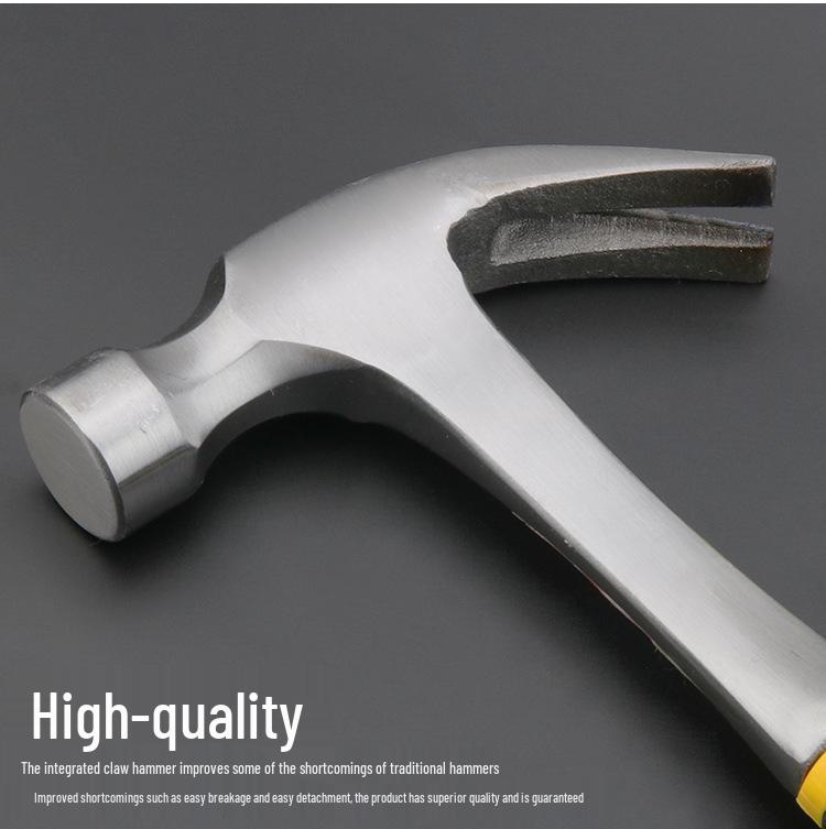 Solid One-Piece Claw Hammer - Durable Iron Head, Nail & Carpentry Mallet, Secure Design, Free Shipping.