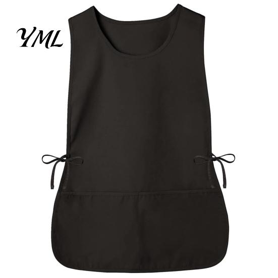 Heavy Duty Craft Apron for Women Unisex Cobbler Smock with 2 Deep Pockets, Adjustable Side Work Pockets Ties Server Apron, Polyester Vest Kitchen