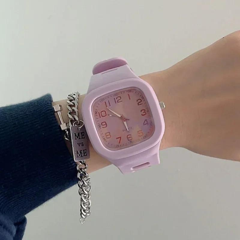 Square Quartz Watches for Men and Women Ins Style Simple Waterproof Sports Watch Leisure Fashion Student Couple Watch