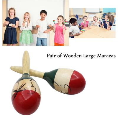 Pair of Wooden Large Maracas Rumba Shakers Rattles Sand Hammer Toy for Kid
