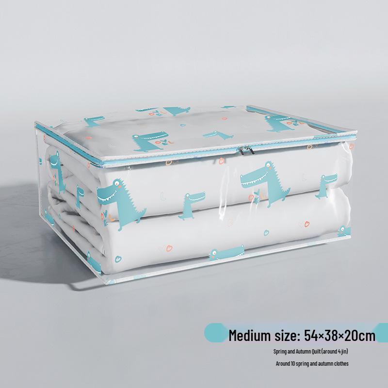 Thickened Transparent Space Bear Quilt Storage Bag - Dustproof, Printed, Large Capacity, 3D Design