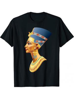 Nefertiti Egyptian Queen Graphic Tee Men's Casual Cotton Crewneck T-Shirt Daily Wear