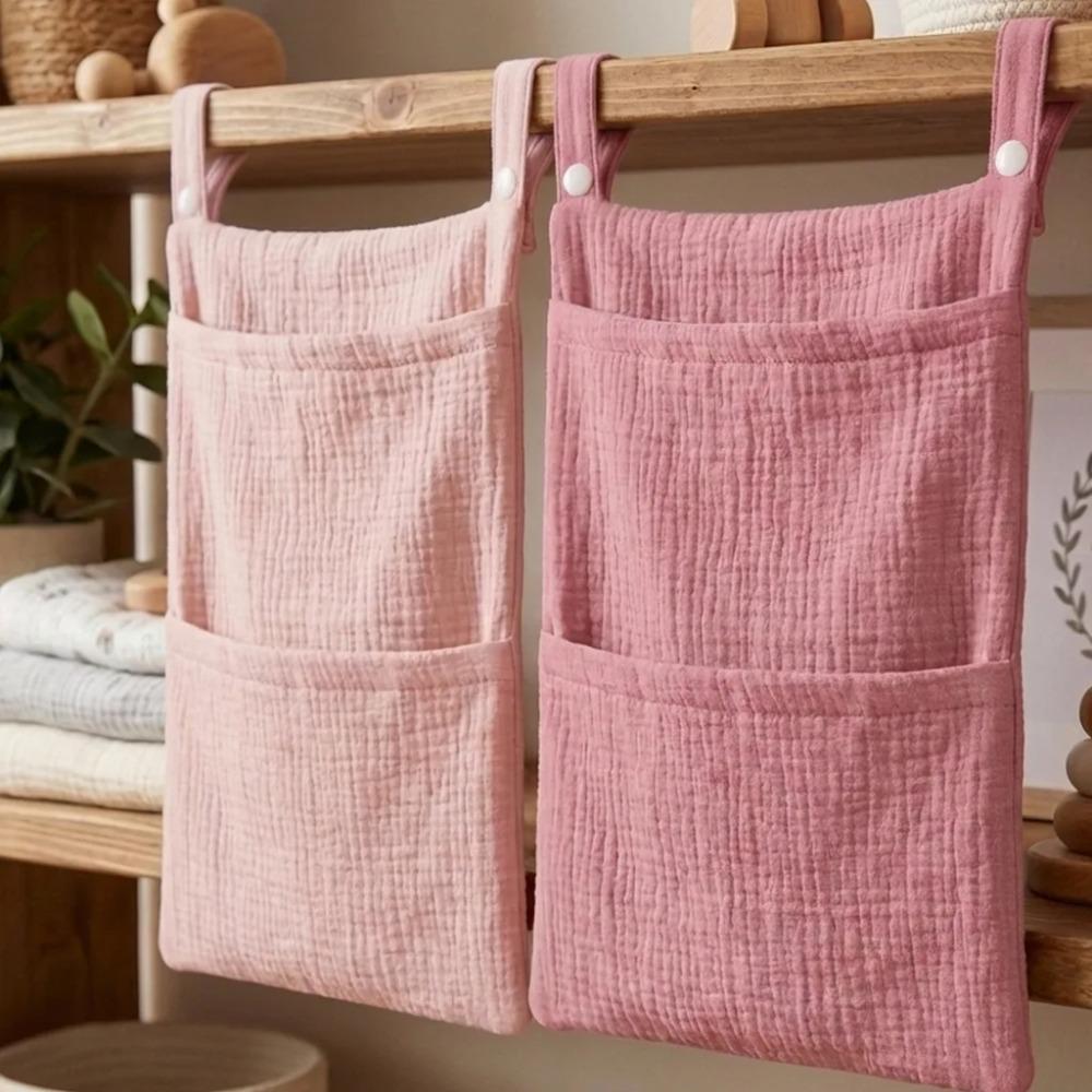 Solid Color Cotton Baby Crib Hanging Bag Multi Functional Newborn Storage Bag for Stroller Baby Infant Kids Bedding Hanging Bag