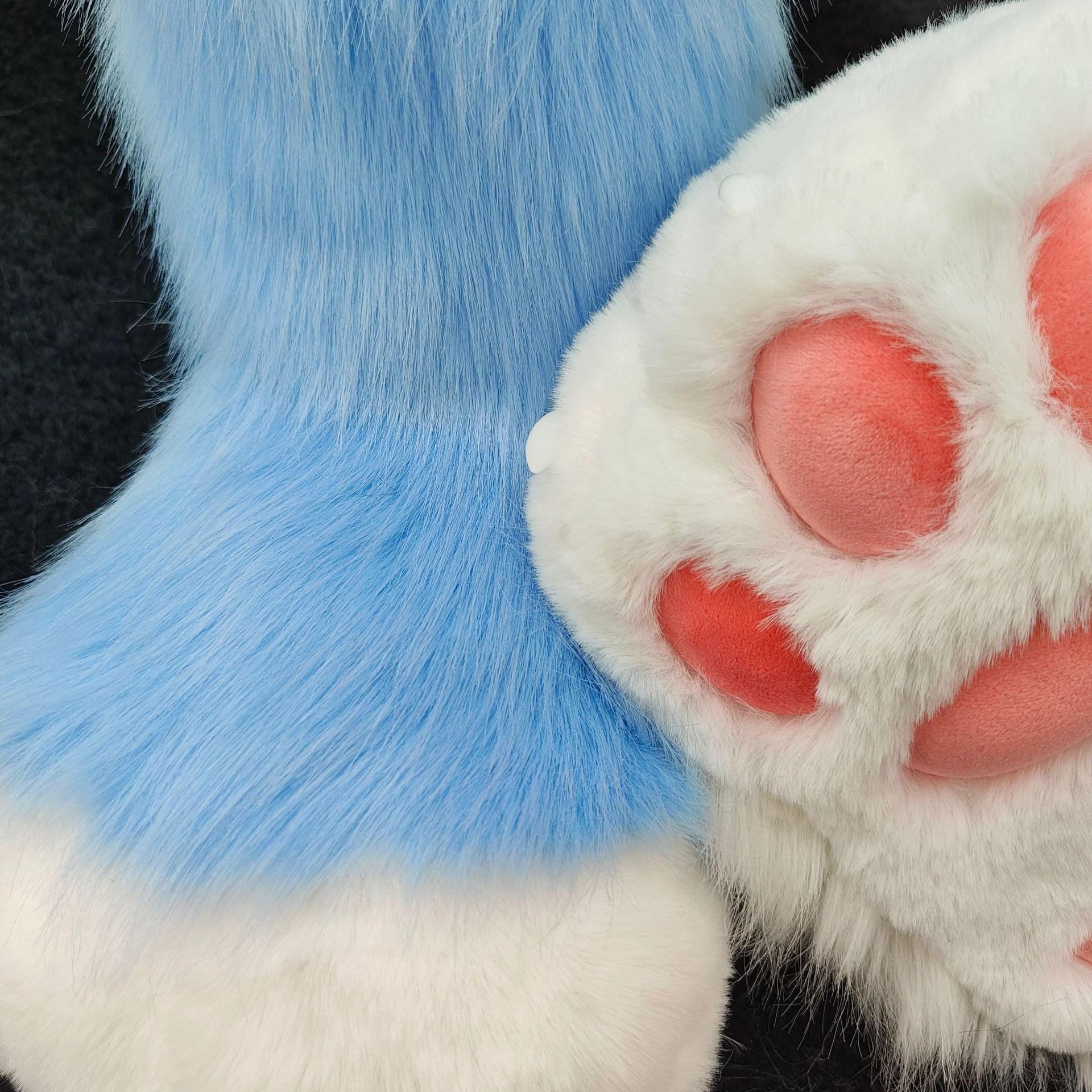Neues 1 Paar pelzige Tierpfotenschuhe Plüsch Cosplay Kostüm Katzenpfotenschuhe Fursuit Fußsocken Krallen Tigerkrallen für Halloween-Party white