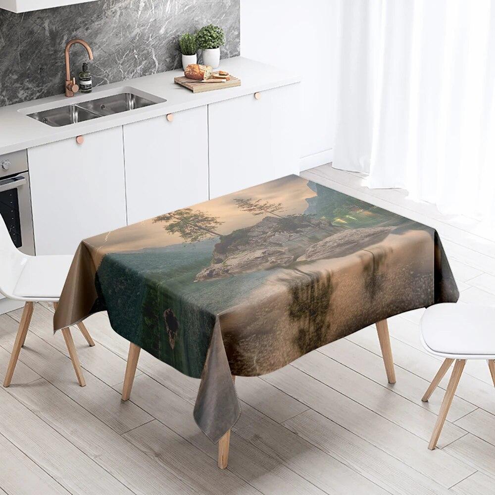Thunder Cloud Lightning Tablecloth Colorful Cumulus  Anti-fouling Waterproof Rectangular Kitchen Table Home Decoration