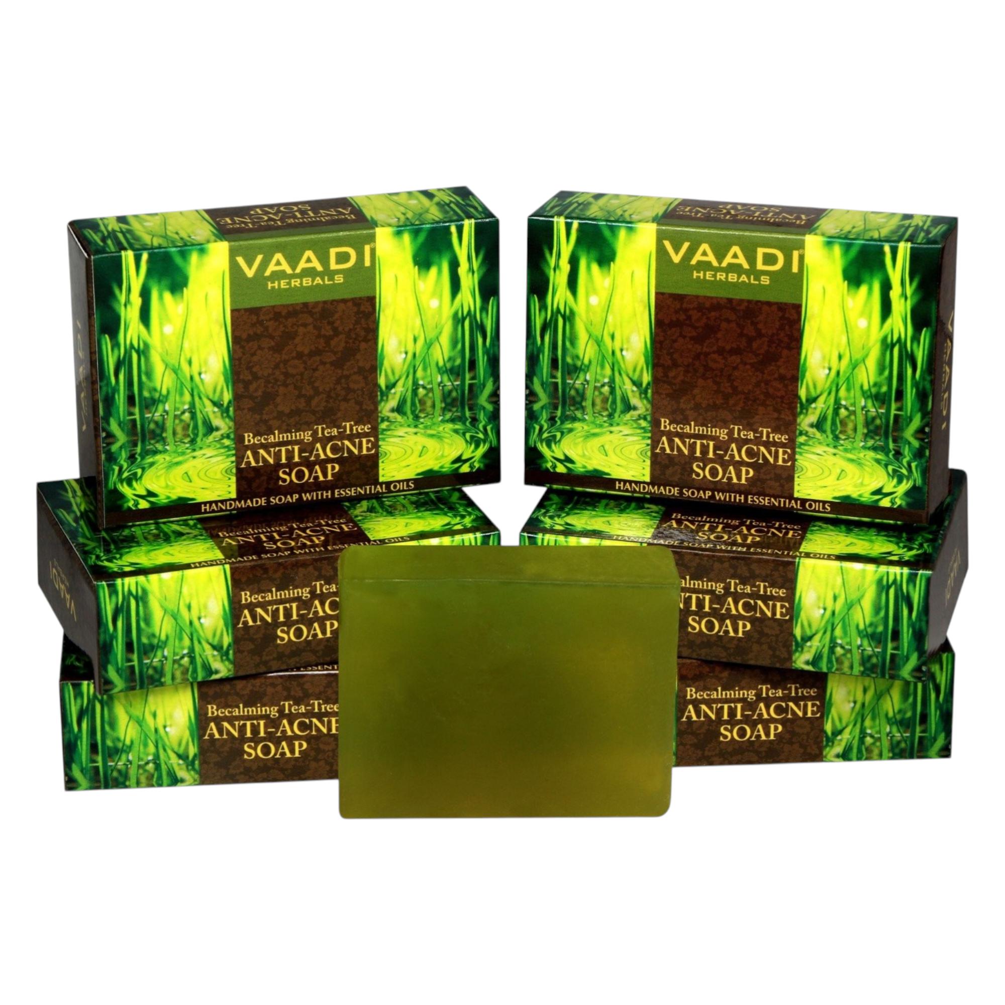 Vaadi Herbals Becalming Tea Tree Soap Anti Acne Therapy 75g x 6 Pack For Clear Glowing Skin