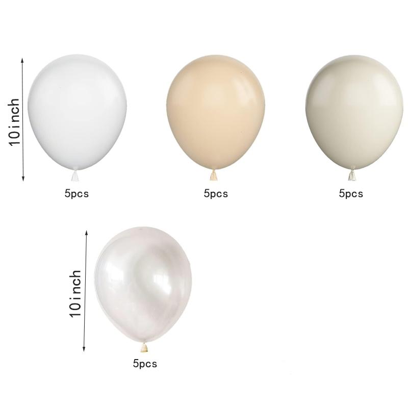 White Latex Balloons for Birthday Party, Wedding Decorations, 20 Cream Balloons