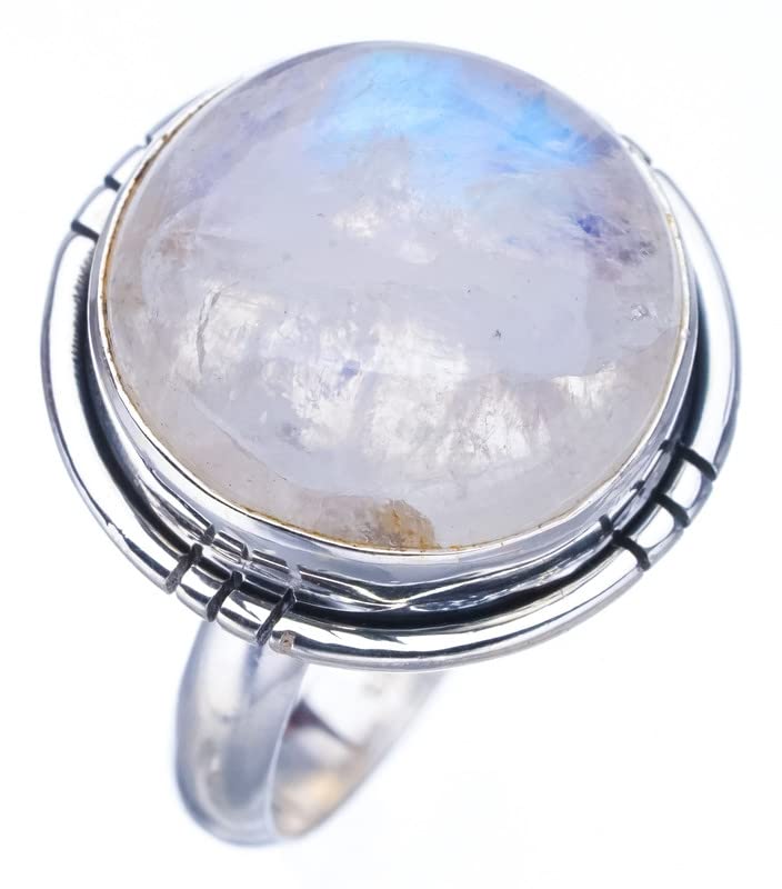 

StarGems® Natural Moonstone Handmade 925 Sterling Silver Ring 4.75 F2503
