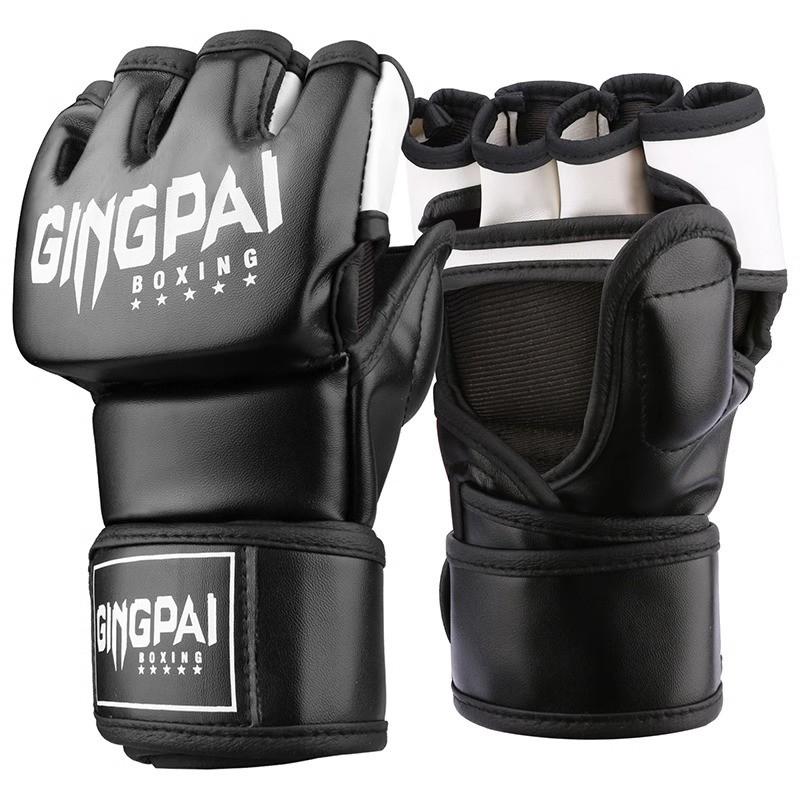 Half-Finger Boxing Gloves MMA Kickboxing Muay Thai Training Sandbag Punching Adult Unisex PU Leather
