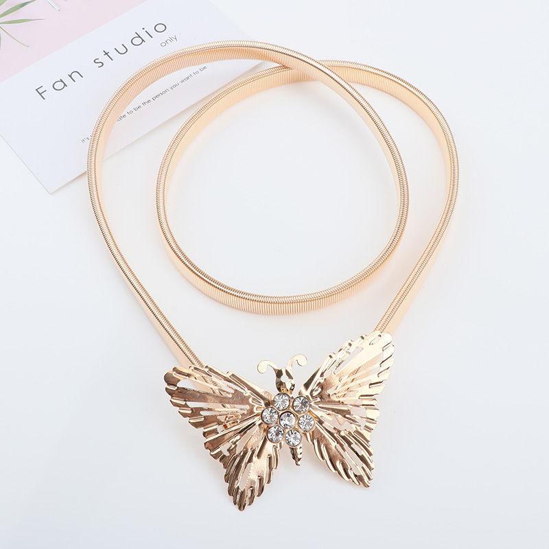 

Elegant Metal Spring Waist Chain With Sparkling Fox Pendant For Women Fashion Accessories Butterfly