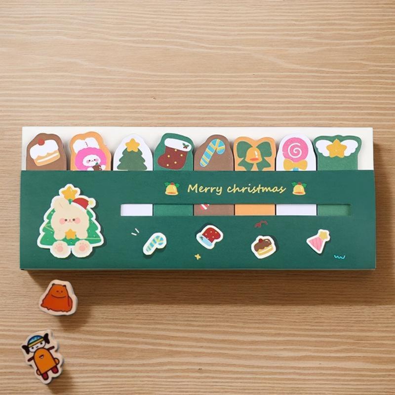Christmas Row Station Notes, Students Ins Cute  Stickers Cartoon High-value N Sticky Notes Stationery