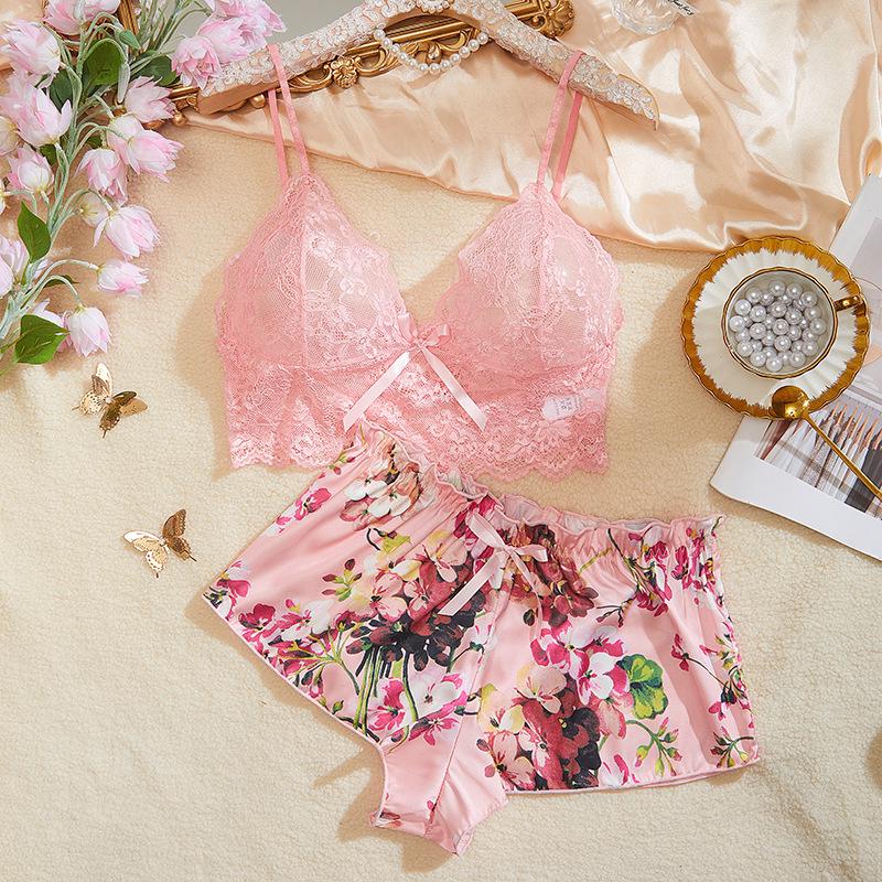 

Комплект кружевного нижнего белья в европейском и американском стиле: Сексуальный комплект из двух предметов: бюстгальтер и шорты