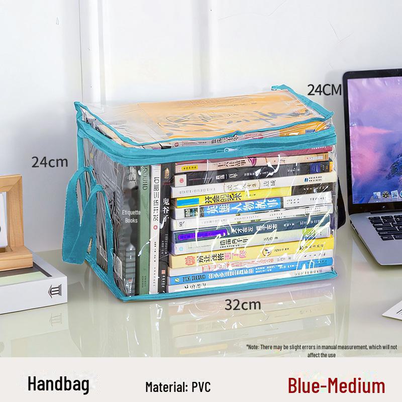 

Прозрачная сумка для хранения книг с мультяшными героями и чехлом: Пылезащищенный, портативный, идеально подходит для школьных учебников и игрушек