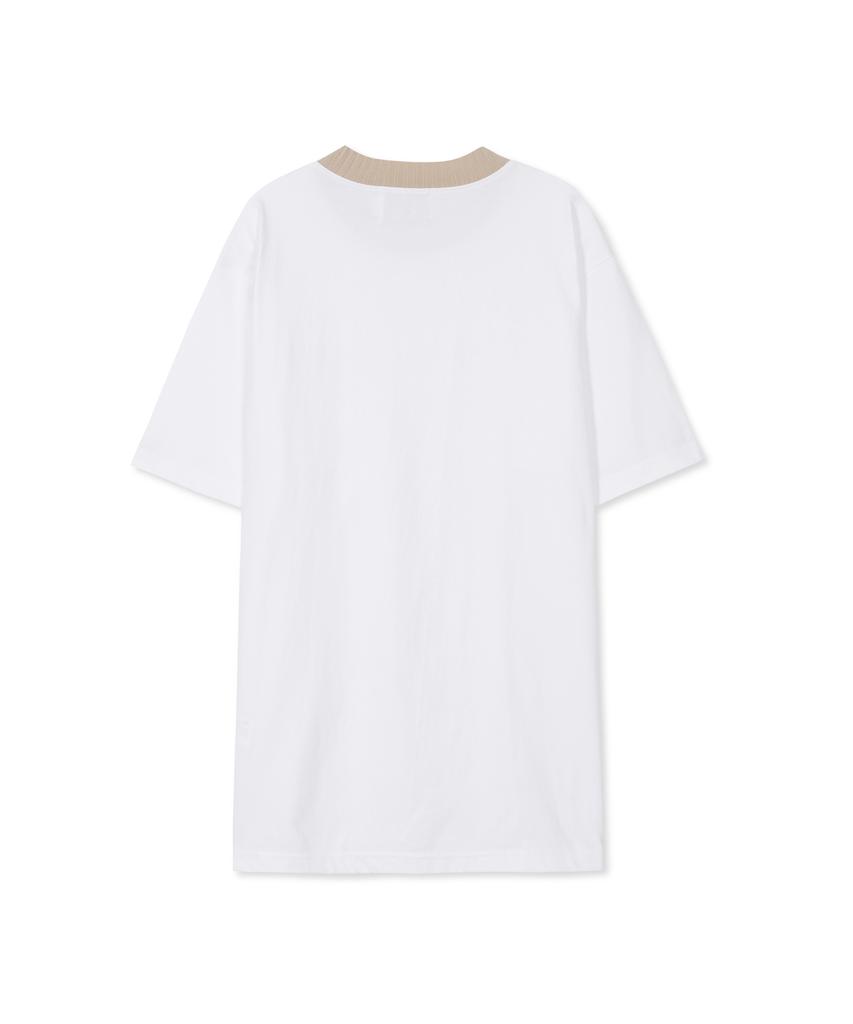 SSY Rib Bold Neck Pierced T-Shirt White