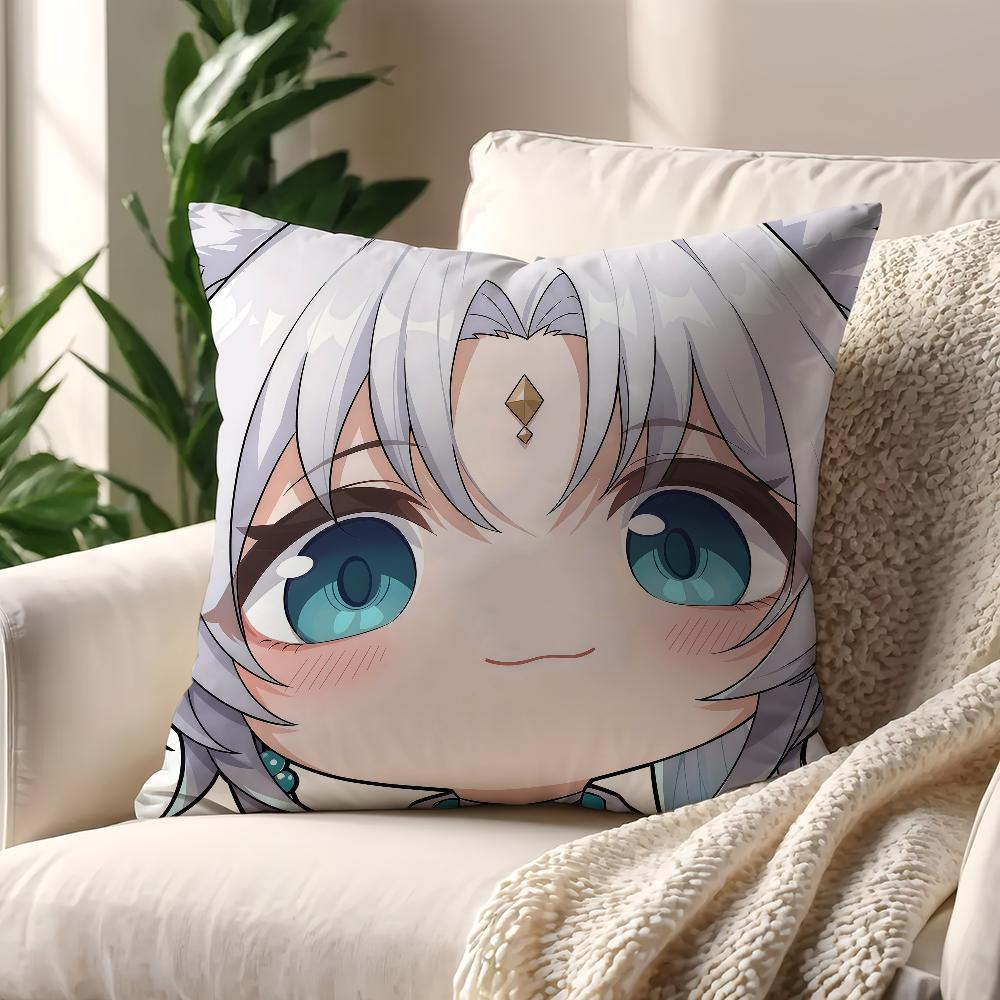 Honkai Star Rail Face Cute Q-version Cushion Cover Pillow Cover Decoration Room Home Sofa Living Office Car Nordic Simplicity