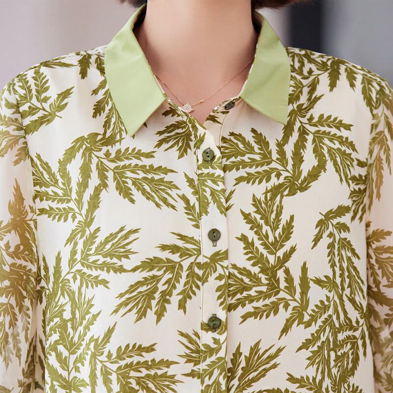 Pasite Damen Bluse mit Blumenmuster, Polokragen, 3/4-Ärmel