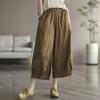 Summer Literary Retro Cotton Cropped Casual Pants Women's Summer Large Size All-match Age-reducing Wide-leg Pants