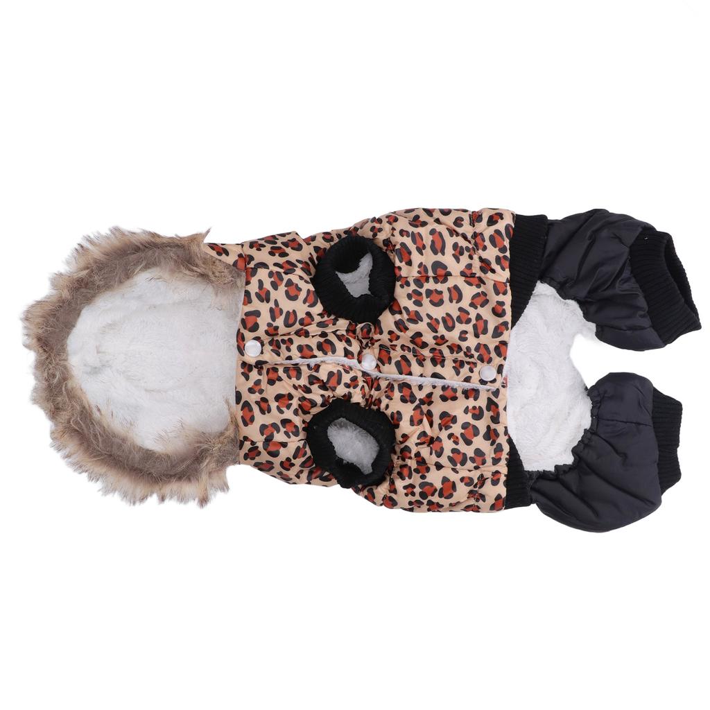 Cane Stampa Leopardo Vestiti Invernali Carino Largo Ispessito Previene la Perdita di Pelo Animale Domestico Cappotto Caldo per Cani Piccoli Medi Stampa Leopardo