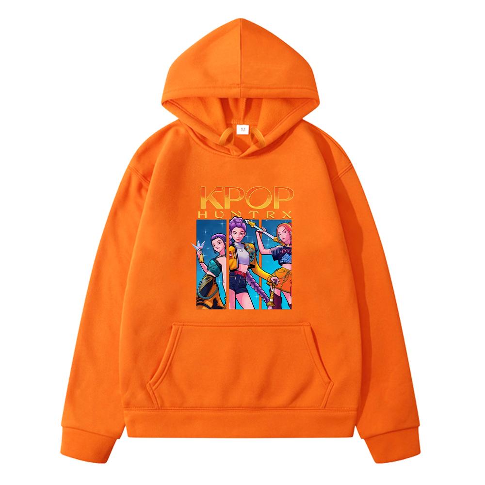 Kpop Demon Hunters Kids Head Portrait Sweet Casual Sweatshirt Kawai Anime Hoodie Jacket Pullover Y2k Sudadera Kids Clothes Girls