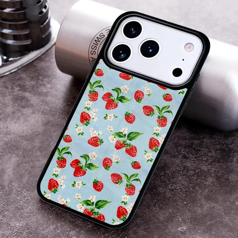 Cute Strawberry Phone Case For iPhone 17 16 15 14 13 12 11 Pro Max Plus 17Air Soft Silicone Cover