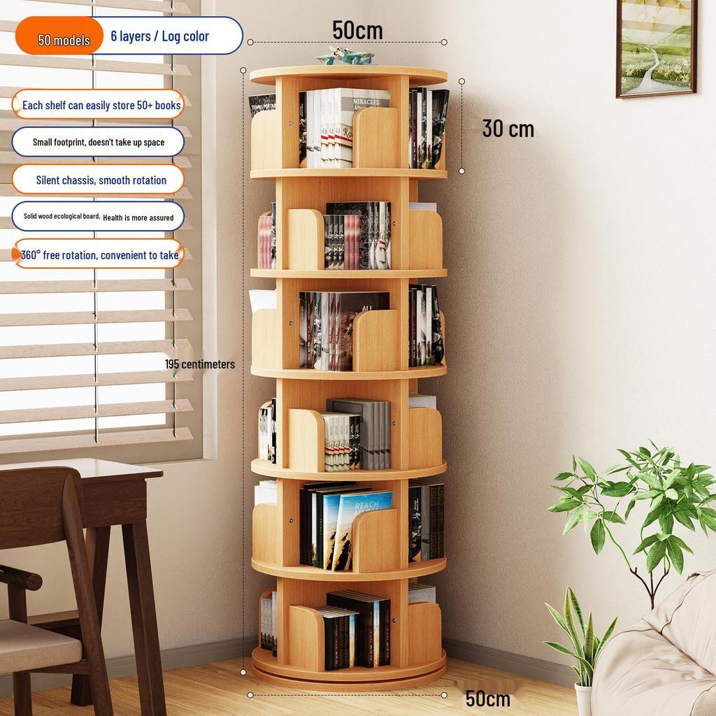 Solid Wood Rotating Bookshelf and Toy Storage for Kids