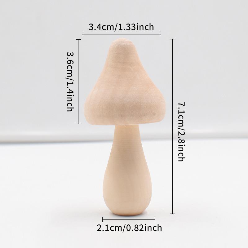 2PCS Unfinished Wooden Mushroom Natural Wood Mushrooms for DIY Crafts and Arts Paint Color Ornaments for Home Decorations