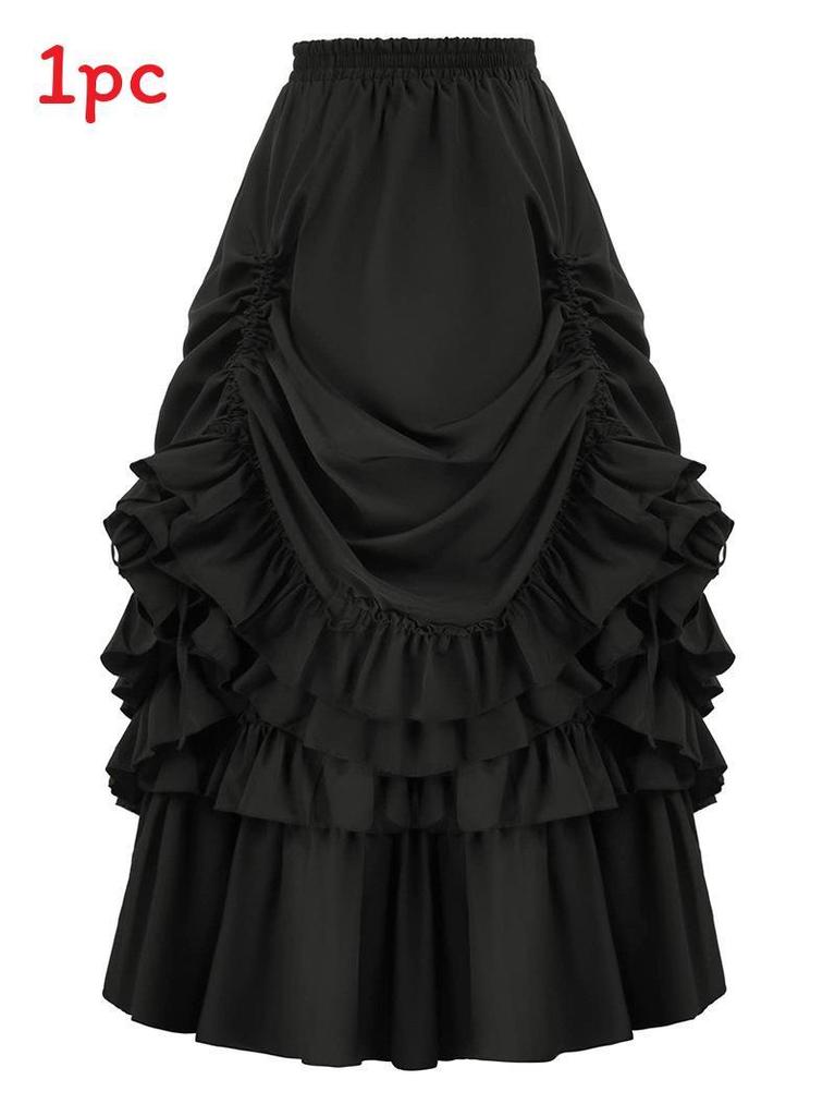 Halloween Gothic Renaissance Skirt With Drawstring For Cosplay And Costumes