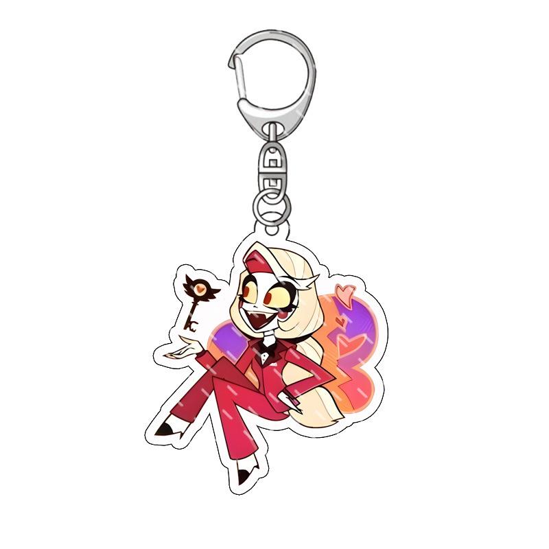 Anime Keychain Hazbin Hotel Cartoon Model AD Alastor Sir Pentious Adam The Exorcist Charm Car Key Ring Bag Accessories Gift
