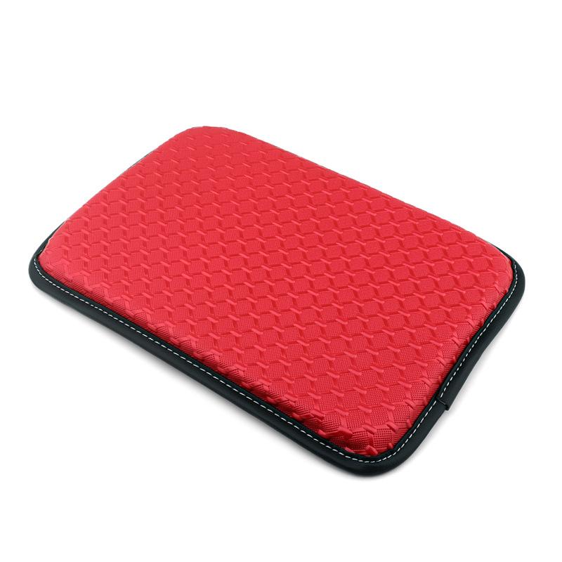Universal PU Leather Car Armrest Pad Cover Center Console Woven Texture Cushion Sweat-proof Scratch-proof Auto Armrest