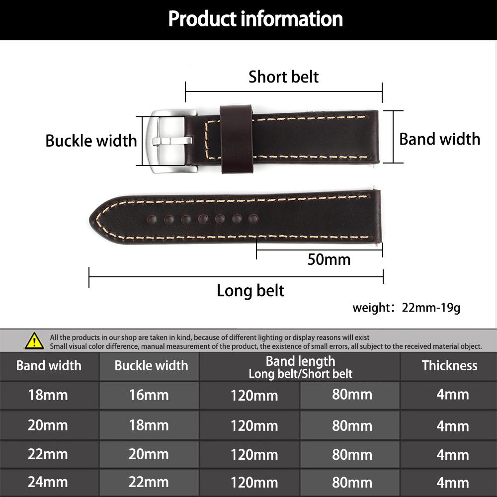 Calfskin Genuine Leather Strap 18mm 20mm 22mm 24mm First Layer Cowhide Quick Release Watch Band Smartwatch Watches Accessories