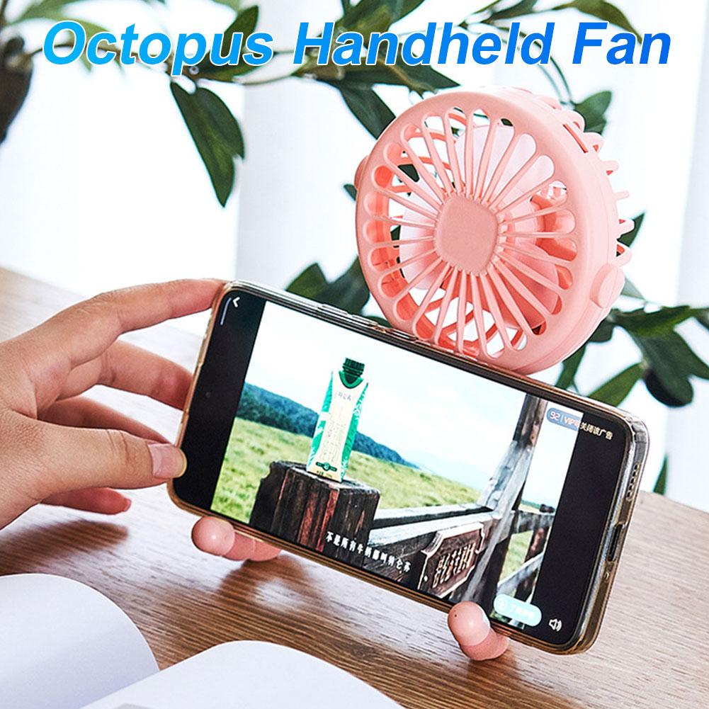 Mini Octopus Fan with Flexible Tripod Portable Handheld Fan 3-Speed Adjustment Mini Desk Cooling Fan 500mAh for Office Room Car