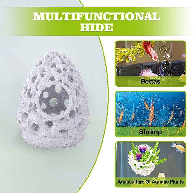 

Пещера для аквариума, Аквариумная пещера Аксессуары для аквариума Петушка, Эстетичный домик для петушка Безопасная среда обитания белый