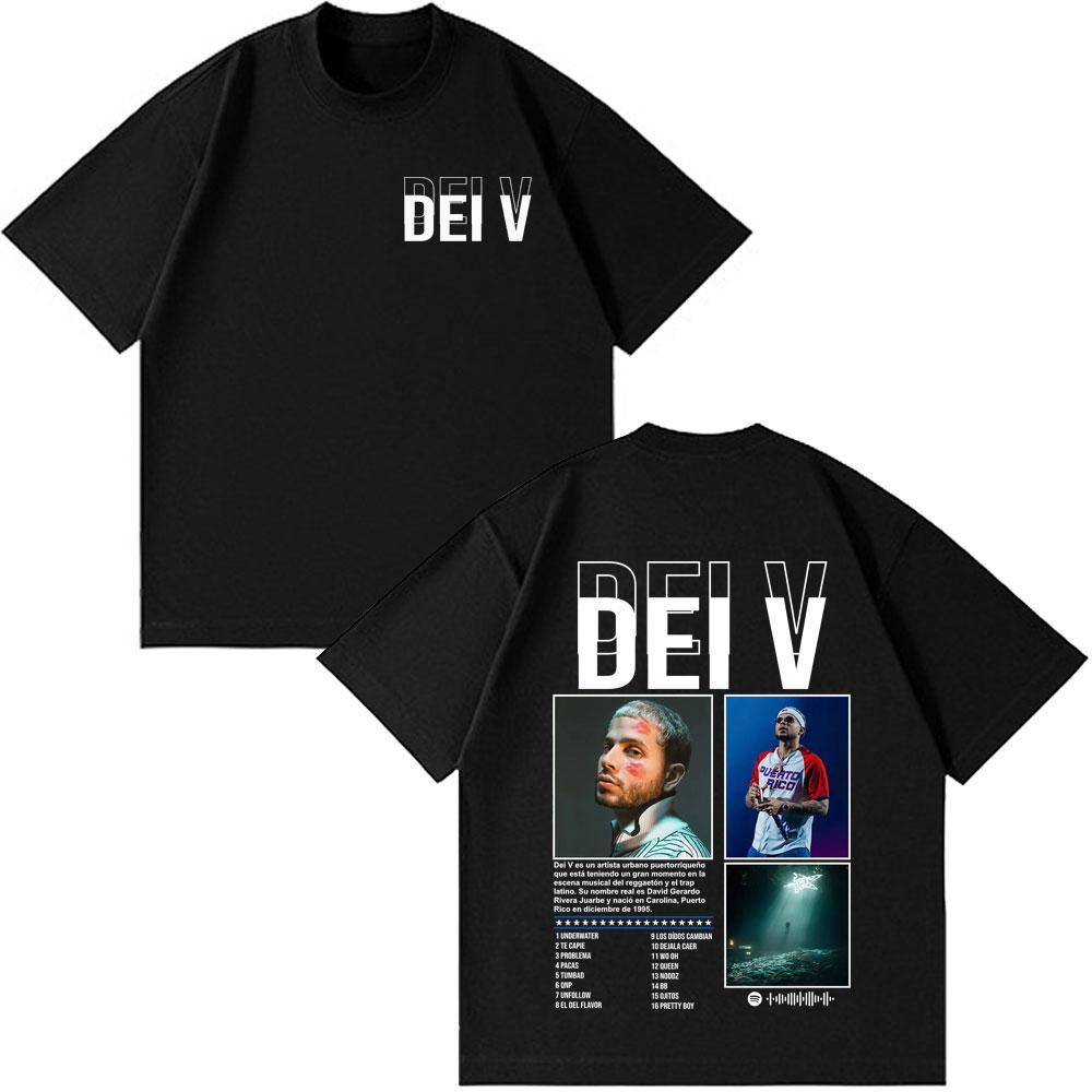 

Rapper Dei V Quien Es Dei V Tour 2026 Print Tshirts Men Women Vintage Hip Hop Tshirt Cotton Loose Casual Y2k Clothes T Shirts 4XL