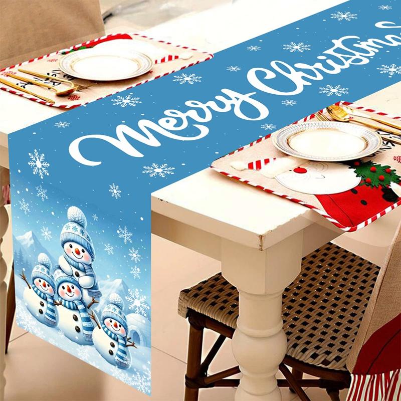 Christmas Table Runner Snowman Tablecloth Christmas Decorations for Home 2026 Navidad Noel Xmas Table Ornaments New Year 2026