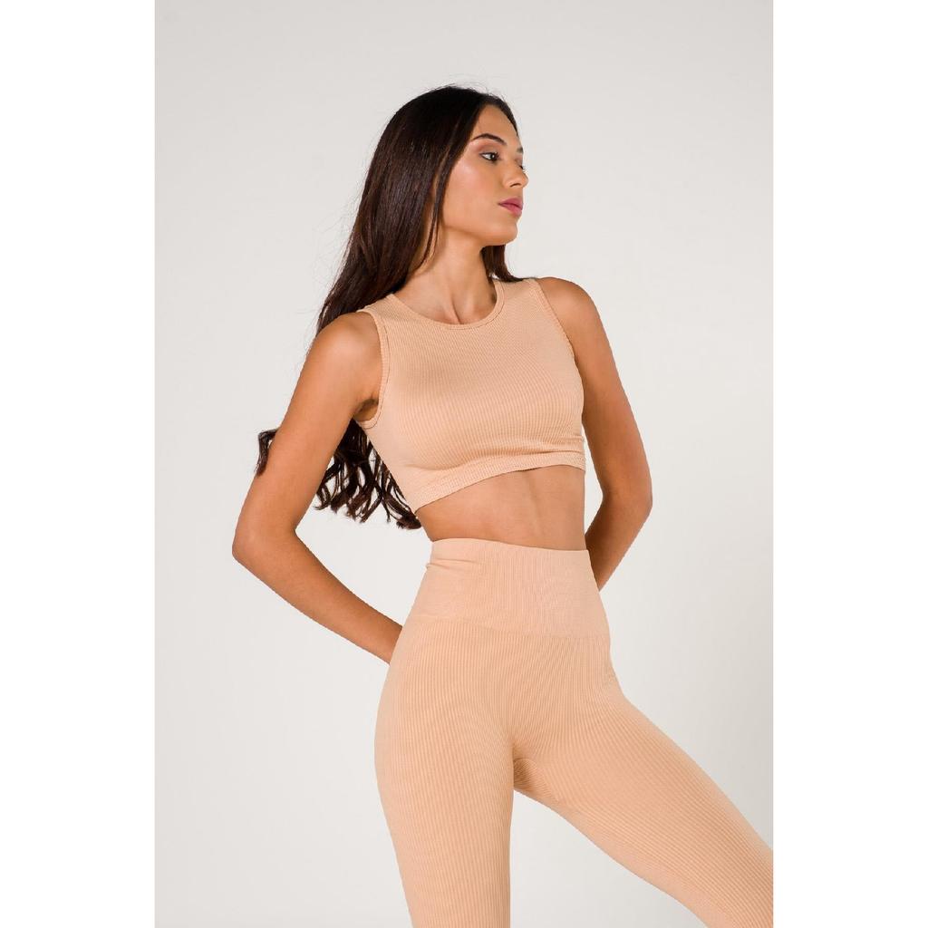 Nahtloser, gerippter Sport-BH