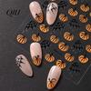 Pumpkin Nail Art Decals Halloween Stickers, Spider Web Plants Leaves Manicure Styling Decor Decals, Self-Adhesive Stickers for Women and