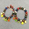 Ancient Handmade Incense Ash Glaze God of Wealth Bracelet with Gold Foil Luck-Turning Beads 