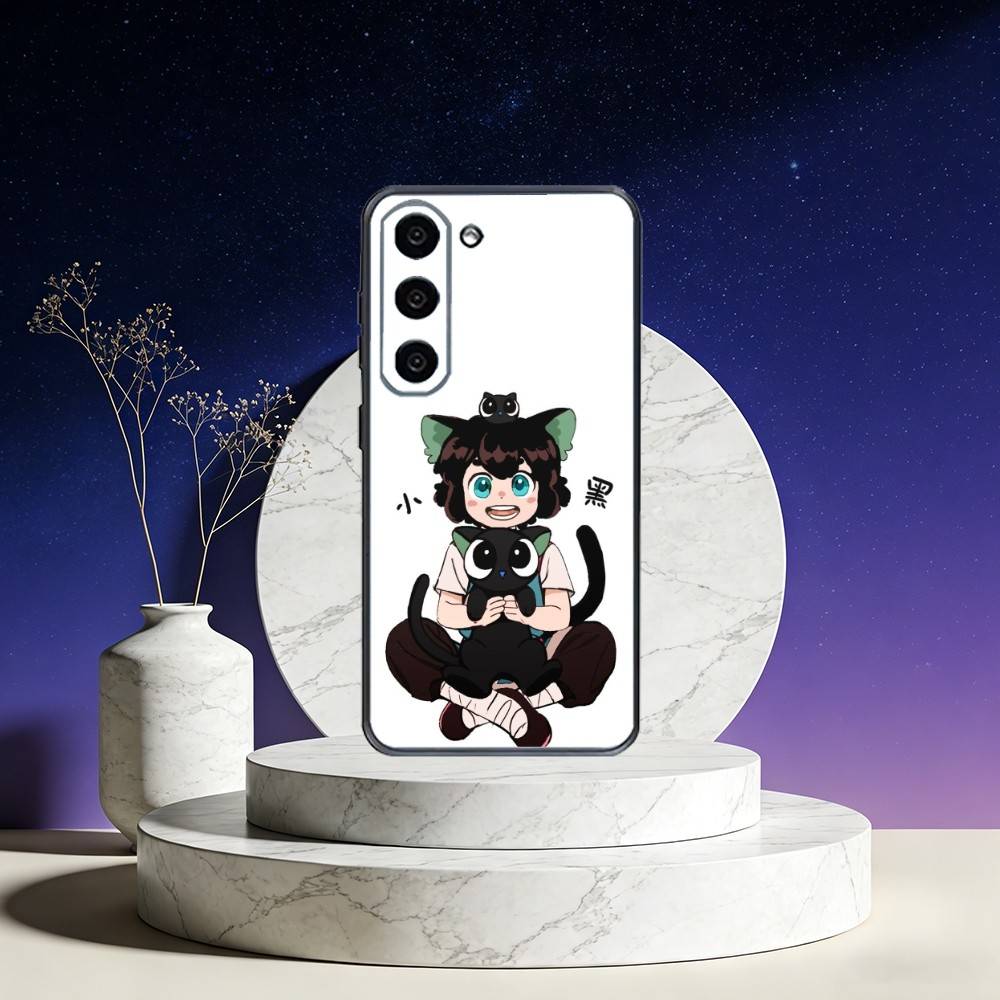 XiaoHei-Luo Cat Printed Phone Case For Samsung Galaxy A73,A72,A71,A70,A53,A52,A51,Others Soft Black Cover Samsung a12