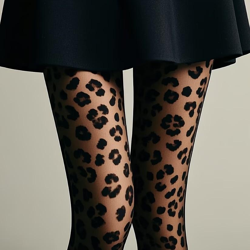 Yiran Sexy Lingerie Women's Black Leopard Print Pantyhose Sexy Stockings Lingeries For Tights High Nightclub Party Gift Cm