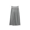 Elegant Gray Pleated High-Waist Maxi Skirt - A-line Spring Design