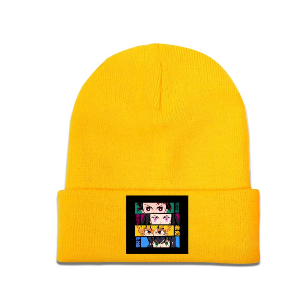 

Вязаная шапка Demon Slayer Eyes для женщин, шапки унисекс, зимние шапки из полиэстера Kimetsu no Yaiba, аниме, манга, хип-хоп, дынная шапка One Size